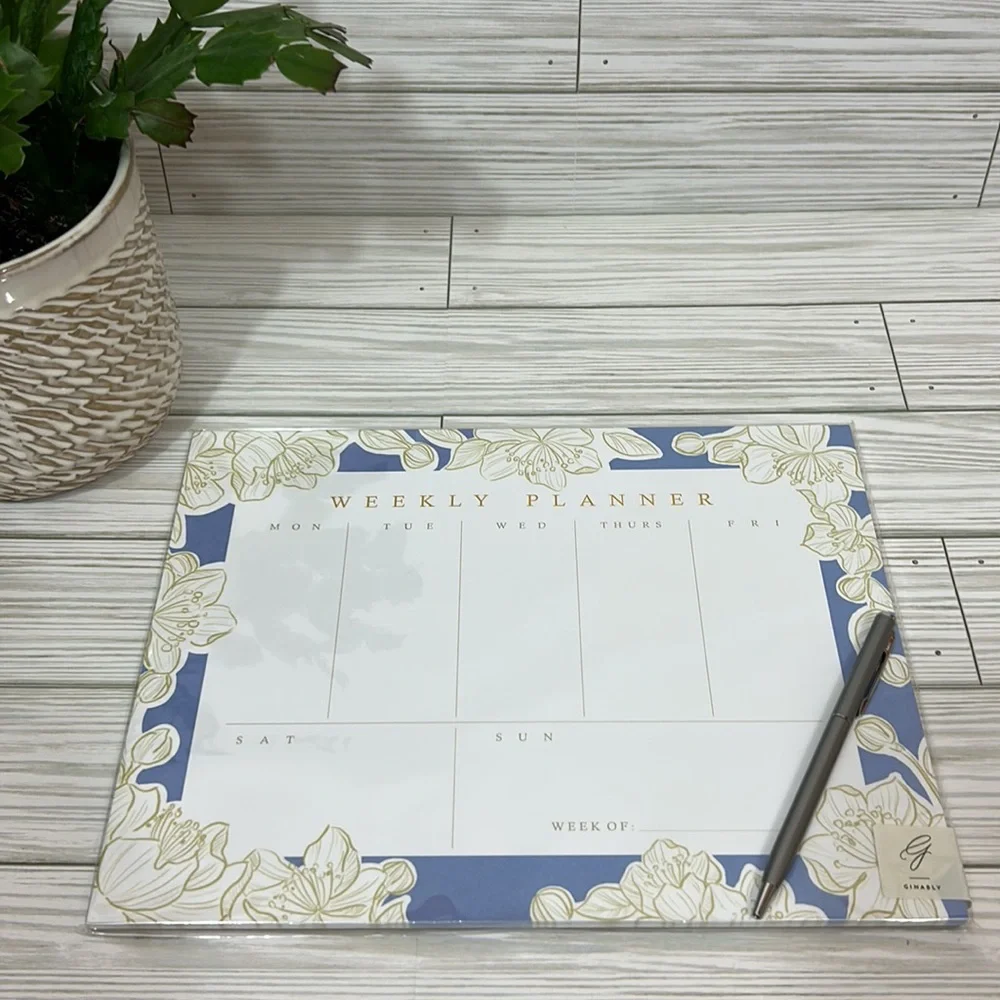 Ginably Blue Floral Weekly Planner NIP